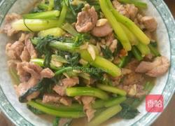油菜炒肉片的做法图解7