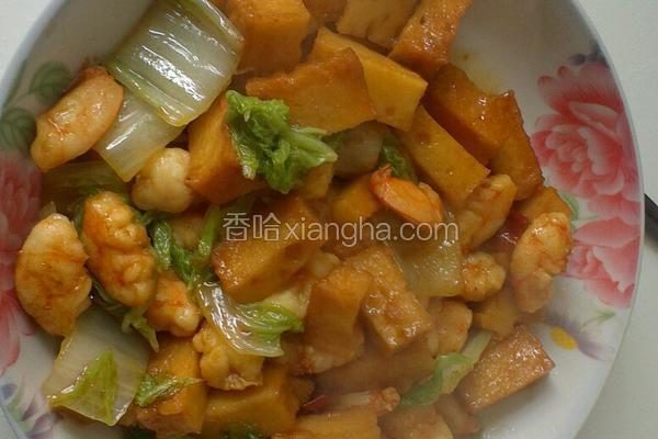 爆香鱼豆腐炒虾