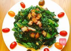 芥兰炒湘西腊肉的做法图解11