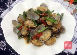 葱姜炒花蛤的做法图解8