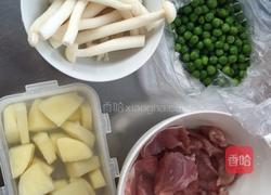 土豆青豆海鲜菇炒里脊肉的做法图解1