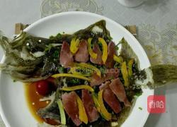 火腿清蒸多宝鱼的做法图解7