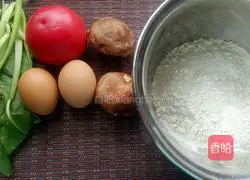 Illustration of how to make tomato and egg dough slices 1