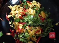 香菜炒鹅蛋的做法图解5