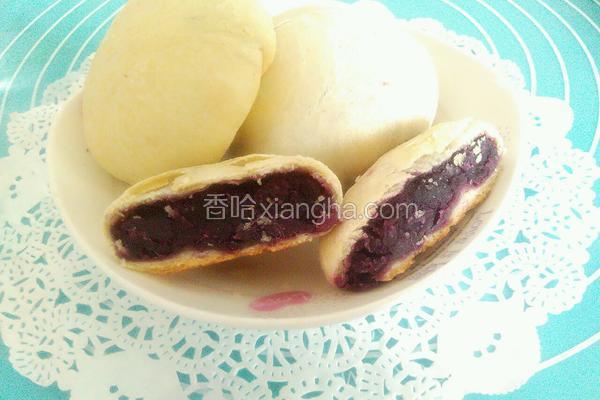 白皮红豆 紫薯饼