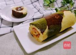 迷彩戚风肉松蛋糕卷的做法图解14
