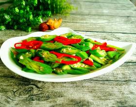 红椒炒秋葵[图]