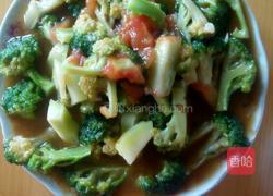 西兰花炒西红柿的做法图解6