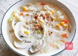 鲜奶芝士蛤蜊汤的做法图解8