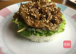 姜汁烧肉米汉堡的做法图解6
