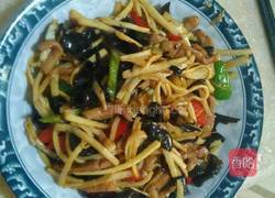 茭白炒肉丝木耳的做法图解5