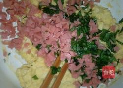 芹菜叶火腿煎饼的做法图解4
