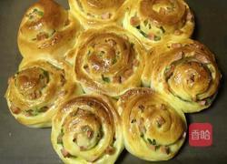 火腿香葱花型面包的做法图解15