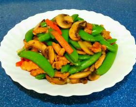 蘑菇肉絲炒甜豆[图]