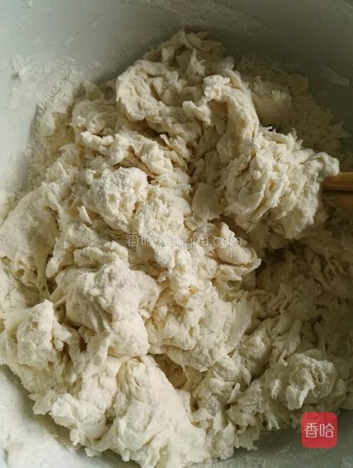 缓慢倒入适量水用筷子搅拌成絮状