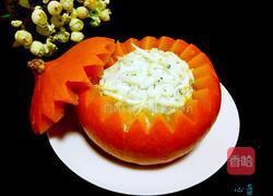 虾仁银鱼金瓜盅的做法图解8