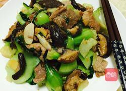 香菇肉片炒江青菜的做法图解5