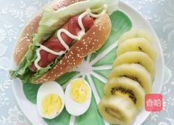 儿童早餐热狗包鸡蛋奇异果牛奶的做法图解7