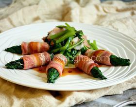 鮑汁茼蒿培根卷
