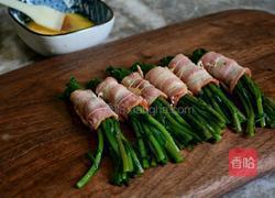 鲍汁茼蒿培根卷的做法图解6