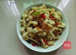 风吹腌肉炒花菜的做法图解8