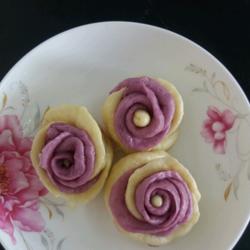 嫩玉米渣紫薯玫瑰花馒头的做法[图]