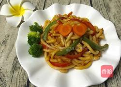 番茄酱三丝炒乌冬面的做法图解10