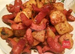孜然土豆炒脆皮肠的做法图解6