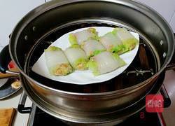 鲜美白菜虾肉卷的做法图解10