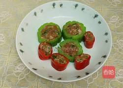 煎酿苦瓜辣椒的做法图解2