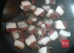 芥菜叶茎炒咸肉的做法图解4