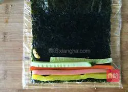 Illustration of how to make meat floss and ham sushi 13