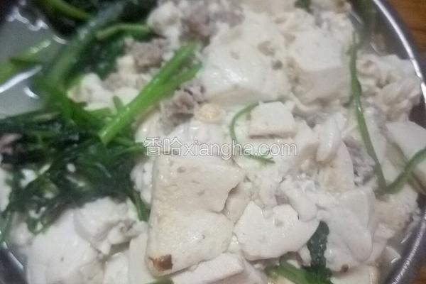 瘦肉油麦菜炒豆腐