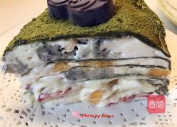 抹茶榴莲草莓芒果火龙果千层蛋糕的做法图解6