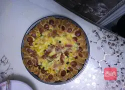 Illustration of how to make ham, corn and vegetable pizza 14