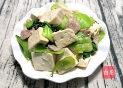 油菜豆腐炒肉的做法图解10