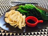 白灼鸡丝菜心