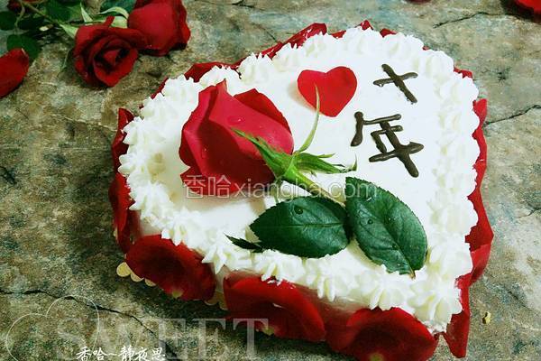 玫瑰花爱心蛋糕