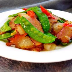 荷兰豆炒腊肉的做法[图]