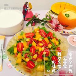 橙盅蒸蛋配五彩手抓饼的做法[图]