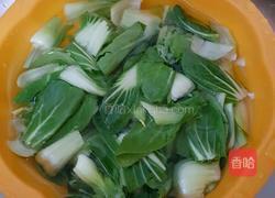 油菜炒虾皮的做法图解1