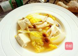 豆腐白菜蟹味菇汤的做法图解6