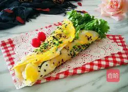 Illustration of how to make egg and vegetable burritos 1