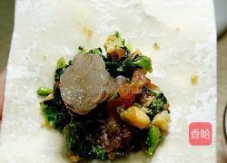 元宝馄饨～青菜鲜肉虾粒馅的做法图解4