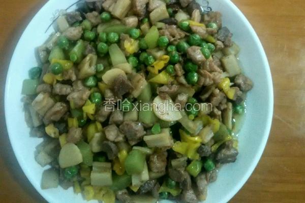 莲藕豌豆爆肉丁