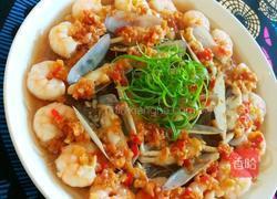 蒜蓉粉丝蛏子蒸虾仁的做法图解8