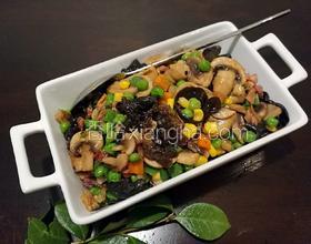 口蘑豌豆炒木耳