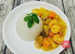 奶香咖喱排骨虾的做法图解14