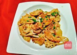 乳香莲藕炒猪颈肉的做法图解4