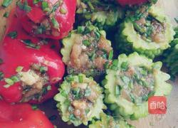 苦瓜辣椒酿的做法图解4